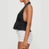 Women's Y2K Denim Tank Tops Tie-up Sleeveless Halter Jeans Tops Sexy Backless Denim Vest Going Out Tops Streetwear (Black, XL) view 3