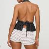 Women's Y2K Denim Tank Tops Tie-up Sleeveless Halter Jeans Tops Sexy Backless Denim Vest Going Out Tops Streetwear (Black, XL) view 4