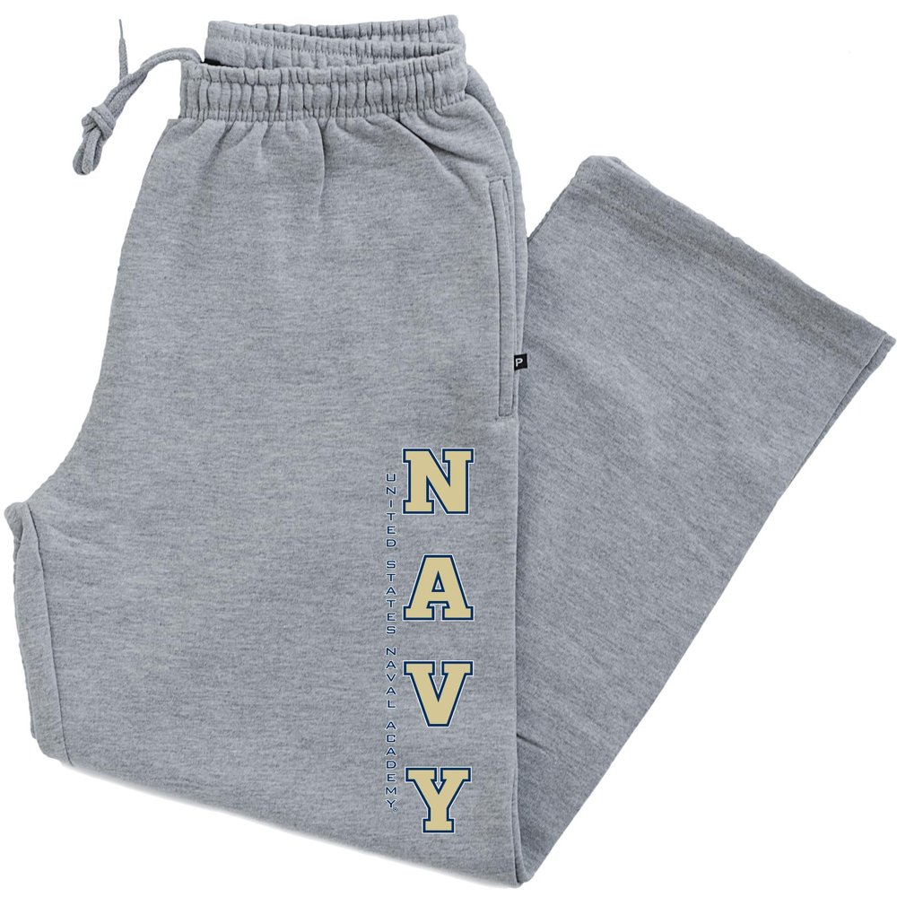 CornBorn Navy Midshipmen Sweatpants - Premium Fleece USNA Vertical Navy - Gray - XL