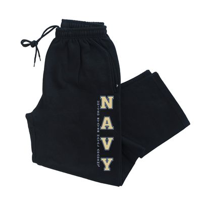 CornBorn Navy Sweatpants - Premium Fleece USNA Vertical Navy - Black - Small