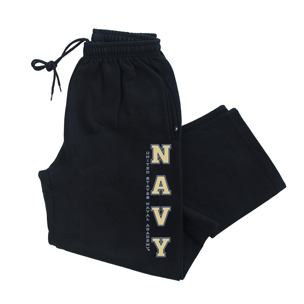 CornBorn Navy Sweatpants - Premium Fleece USNA Vertical Navy - Black - Small