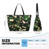 SSIMOO Green Army Digital Camouflage Print Spacious Travel Beach Bag,Versatile Anti-Sand Beach Tote,For All Your Needs, Black view 3