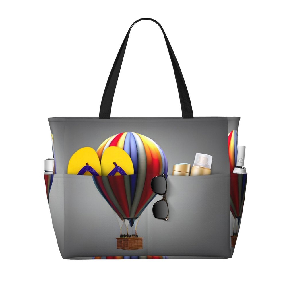Hot Air Balloon Print Anti-Sand Beach Tote Bag,Versatile And Stylish For All Your Adventures