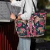Bohemian Elephant Pattern Print Spacious Hand-Held Tote,Sand-Resistant Beach Carry Bag For Fashionable Ladies view 2