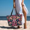 Bohemian Elephant Pattern Print Spacious Hand-Held Tote,Sand-Resistant Beach Carry Bag For Fashionable Ladies view 3