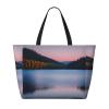 Lake Under Sunset Print Spacious Travel Beach Bag,Versatile Anti-Sand Beach Tote,For All Your Needs view 3