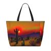 Sunset Cactus In Desert Print Spacious Travel Beach Bag,Versatile Anti-Sand Beach Tote,For All Your Needs view 2