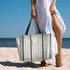 Blue Beige Stripe Pattern Print Spacious Travel Beach Bag,Versatile Anti-Sand Beach Tote,For All Your Needs view 2
