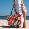 Rainbow Stripe Print Spacious Hand-Held Tote,Sand-Resistant Beach Carry Bag For Fashionable Ladies view 2
