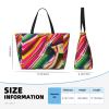 Rainbow Stripe Print Spacious Hand-Held Tote,Sand-Resistant Beach Carry Bag For Fashionable Ladies view 4