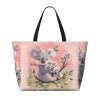 SSIMOO Koala Bear Print Spacious Travel Beach Bag,Versatile Anti-Sand Beach Tote,For All Your Needs, Black view 3