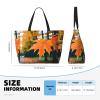 Autumn Pattern Print Spacious Hand-Held Tote,Sand-Resistant Beach Carry Bag For Fashionable Ladies view 3
