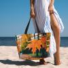 Autumn Pattern Print Spacious Hand-Held Tote,Sand-Resistant Beach Carry Bag For Fashionable Ladies view 4