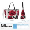 SSIMOO Red Rose Print Anti-Sand Beach Tote Bag,Versatile And Stylish For All Your Adventures, Black view 4