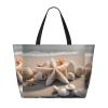 SSIMOO Seashell Starfish Print Anti-Sand Beach Tote Bag,Versatile And Stylish For All Your Adventures, Black view 3