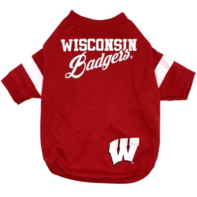 Pets First NCAA Wisconsin Badgers T-Shirt for Dogs & Cats. Size Small. Football/BASKTBALL Dog Shirt for College NCAA Team Fans. New & Updated Fashionable Stripe Design