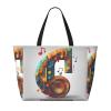 SSIMOO Music Note Print Anti-Sand Beach Tote Bag,Versatile And Stylish For All Your Adventures, Black view 3