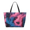 Blue And Red Fire Print Anti-Sand Beach Tote Bag,Versatile And Stylish For All Your Adventures view 2