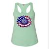 Go All Out Medium Mint Women Fitted Cute Sunflower USA Flag Star & Stripes July 4th Sleeveless Tank Top T-Shirt view 1