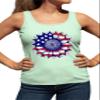 Go All Out Medium Mint Women Fitted Cute Sunflower USA Flag Star & Stripes July 4th Sleeveless Tank Top T-Shirt view 2
