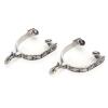 Sunicon 1 Pair Horse Spurs, Boot Spurs Roller Ball Spurs, Western Cowboy Spurs Stainless Steel Silver Engraved Bumper Spurs Style Horse Boot Spurs with Gear for Horse Training view 1