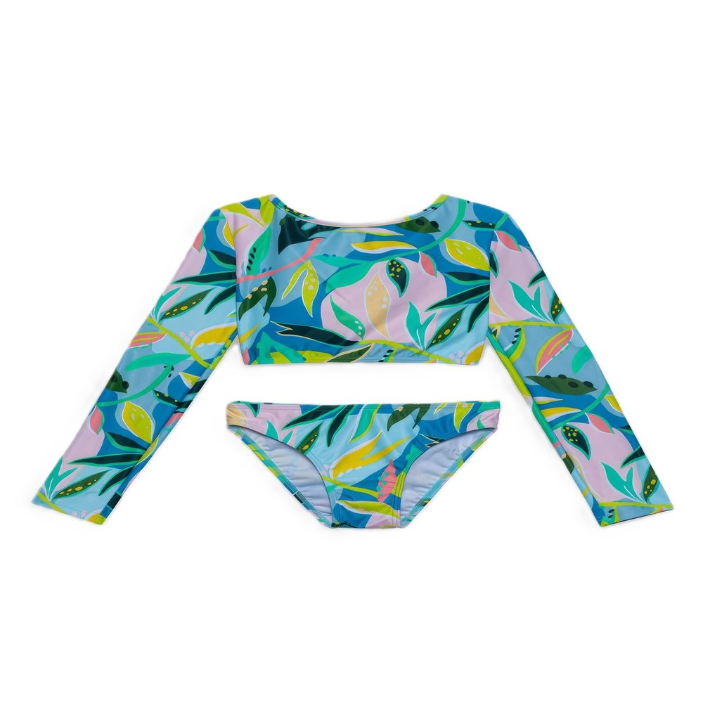 Gottex Baby Girl's Kids Toddler and Little Rainforest Blue Tropical Print One Piece Swimsuit