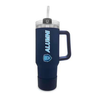 Campus Colors Collegiate 40oz Stainless Steel Travel Tumbler with Handle for Alumni - Vacuum Insulated, Dual Lid & Straw, For Grads