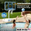 Dunn-Rite Splash & Shoot Pool Basketball Hoop, Adjustable Height Clear Backboard  200lbs Water-Filled Base, Stainless Steel Rim & Waterproof Basketball, Made in USA, Clear Blue view 2