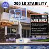 Dunn-Rite Splash & Shoot Pool Basketball Hoop, Adjustable Height Clear Backboard  200lbs Water-Filled Base, Stainless Steel Rim & Waterproof Basketball, Made in USA, Clear Blue view 3
