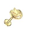 Pierced Owl 16GA ASTM F-136 Implant Grade Titanium Internally Threaded Jack-O'-Lantern Flat Back Stud (Gold Tone) view 1