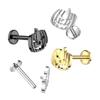 Pierced Owl 16GA ASTM F-136 Implant Grade Titanium Internally Threaded Jack-O'-Lantern Flat Back Stud (Gold Tone) view 3