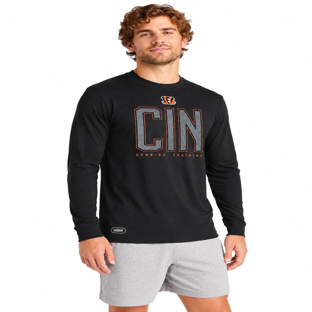 Outerstuff NFL Long Sleeve Tee, Cincinnati Bengals, Team Color, Medium