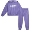 DKNY Girls Sweatpants Set - 2 Piece Active Fleece Girls Sweatshirt and Jogger Youth Kids Sweatpants Matching Set (4-16), Size 12, Periwinkle view 1