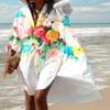Akivide Women's Flowy Boho Floral Print Button Down Midi Shirt Dress Casual Loose Long Sleeve Lapel Plus Size Tshirt Dresses, 4X-Large view 2