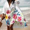 Akivide Women's Flowy Boho Floral Print Button Down Midi Shirt Dress Casual Loose Long Sleeve Lapel Plus Size Tshirt Dresses, X-Large view 2