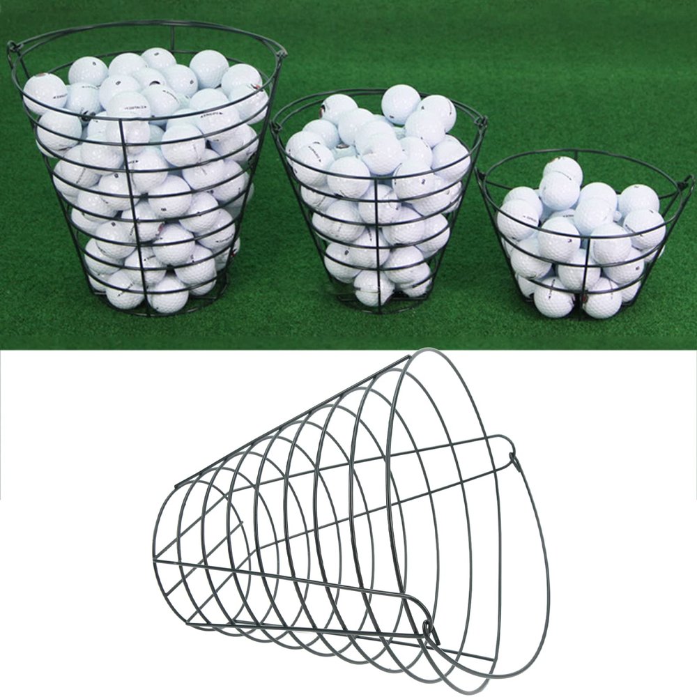Vomeko Metal Wire Golf Ball Basket with Handle,Golf Ball Basket Metal Material,Golf Ball Storage Basket,Ball Container for Golf Course(Large)