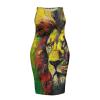 Srengjodk Rastafarian Dress 2024 Rastafarian Dresses for Women Hign Neck Tank Dress Plus Size Jamaica Clothes Rasta Lion 3D Print Dress Chic Green 3X-Large view 3