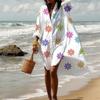 Akivide Women's Flowy Boho Floral Print Button Down Midi Shirt Dress Casual Loose Long Sleeve Lapel Plus Size Tshirt Dresses, Small view 2