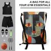 NQLYUT Drawstring Backpack Sports Gym Bag Resistant Sackpack Orange Red Eyes Cat String Bag for Women Men, 45.5x41.5x36cm view 3