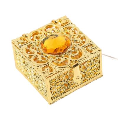 LiuliuBull Square Metal Vintage Trinket Box Necklace Holder Jewelry Container Collectible Gift(Gold)