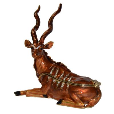 LiuliuBull Tibetan Antelope Trinket Box Wild Animal Statue Figurine Metal Collectibles Ring Necklace Earring Holder Home Decor Novelty Gift