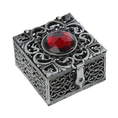 LiuliuBull Square Metal Vintage Trinket Box Necklace Holder Jewelry Container Collectible Gift(Pewter)