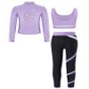 YEAHDOR Kids Girls 3 Pcs Skating Dance Outfit Jacket Crop Top with Pants Set Ice Skating Gymnastic Workout Tracksuit Light Purple 8 Years view 2