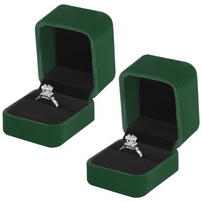 KUKUVR 2 Pieces Velvet Ring Gift Box, Small Ring Storage Boxes for Proposal Wedding Engagement Christmas Valentine's Day, Ring Earrings Stud Holder Display box for Woman