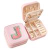 SANDJEST Personalized Jewelry Box, Pink Travel Jewelry Box with Initial J, Small Monogrammed Jewelry Case Organizer for Girls Women Teen Kids, Mini Travel Essentials Gifts for Birthday Christmas view 1