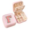SANDJEST Personalized Jewelry Box, Pink Travel Jewelry Box with Initial F, Small Monogrammed Jewelry Case Organizer for Girls Women Teen Kids, Mini Travel Essentials Gifts for Birthday Christmas view 1