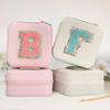 SANDJEST Personalized Jewelry Box, Pink Travel Jewelry Box with Initial F, Small Monogrammed Jewelry Case Organizer for Girls Women Teen Kids, Mini Travel Essentials Gifts for Birthday Christmas view 4