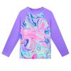 TFJH E 2PCS Long Sleeve Girls Rash Guard Sets UPF 50+ Kids Swimsuits Beachwear Ruffle Skirt Purple Agate 4A view 2