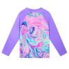 TFJH E 2PCS Long Sleeve Girls Rash Guard Sets UPF 50+ Kids Swimsuits Beachwear Ruffle Skirt Purple Agate 4A view 3