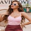 Avidlove Lace Bralette for Women V Neck Camisole Lingerie Spaghetti Strap Tube Slim Tank Top Pink Large view 2